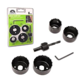SAWSAVVY Hole Saw Kit for Wood, 6PCS Hole Saw Set with Arbor and Hex Key, Hole Saw for Wood Plywood PVC, 1-1/4" to 2-1/8" Hole Saw (32-54mm) in Kuwait