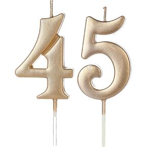 Gold 45th & 54th Number Birthday Candles for Cake Topper, Number 45 54 Glitter Premium Candle Party Anniversary Celebration Decoration for Kids Women or Men in Kuwait