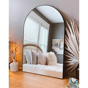 مرآة مثبتة على الحائط من ITSRG، مرآة حمام للجدار، مرآة قوس للحمام، مرآة للحمام مثبتة على الحائط، مرآة زينة سوداء مع إطار معدني لمدخل غرفة النوم وغرفة المعيشة (24 بوصة × 36 بوصة) in Kuwait