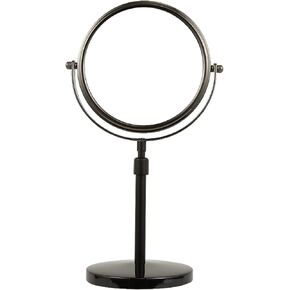 Tabletop Makeup Mirror 8 Inch Double-Sided 7X Magnification, Tabletop Mirror with Pedestal for Shaving, Height Adjustable Black Finish (8 Inch, 7X) (Black W Light)