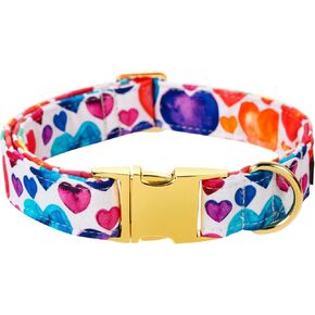 Lionet Paws Valentine Day طوق الكلب، شديد التحمل لطيف على شكل قلب أحمر من القماش مع قلادة بإبزيم معدني هدية متوسطة صغيرة، رقبة 13.5-22 بوصة in Kuwait