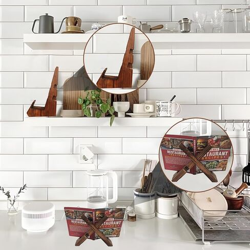 مجموعتان من 4 قطع من حامل كتب الطبخ للمطبخ، حامل كتب وصفات قابل للتعديل مقاس 10.16 سم - 30.48 سم، حامل كتب الطبخ الريفي لطاولة المطبخ in Kuwait