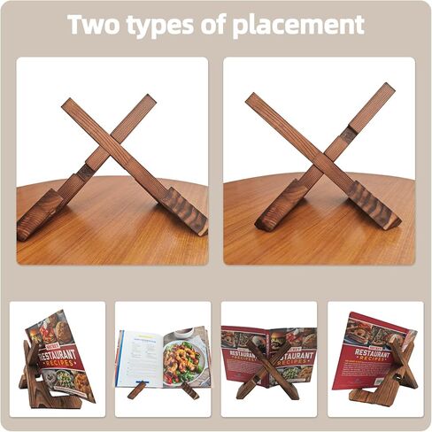مجموعتان من 4 قطع من حامل كتب الطبخ للمطبخ، حامل كتب وصفات قابل للتعديل مقاس 10.16 سم - 30.48 سم، حامل كتب الطبخ الريفي لطاولة المطبخ in Kuwait