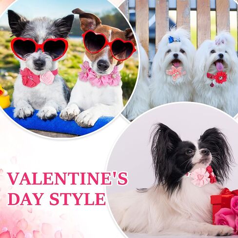Tudomro 40 Pcs Valentine's Day Dog Collars Pink Dog Collar Adjustable Collar Small Middle Dogs Cats Rose Red Pink Dog Accessories Embellishment Decor for Wedding Party Grooming Pet Collar Accessories in Saudi Arabia