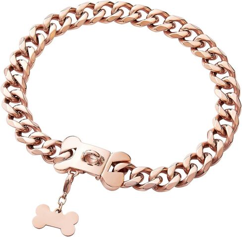 Stainless Steel Cuban Silver Link Heavy Duty Necklace Dog Collar for Small Medium Large Dogs, American Bully French Bulldog Dog Collar with CZ Luxury Safety Personalized Dog Tag in Kuwait