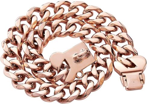 Stainless Steel Cuban Silver Link Heavy Duty Necklace Dog Collar for Small Medium Large Dogs, American Bully French Bulldog Dog Collar with CZ Luxury Safety Personalized Dog Tag in Kuwait
