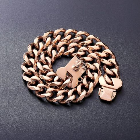 Stainless Steel Cuban Silver Link Heavy Duty Necklace Dog Collar for Small Medium Large Dogs, American Bully French Bulldog Dog Collar with CZ Luxury Safety Personalized Dog Tag in Kuwait