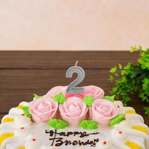 LUTER Silver Glitter Happy Birthday Cake Candles Number Candles Number 3 Birthday Candle Cake Topper Decoration for Party Kids Adults (Number 3) in Saudi Arabia