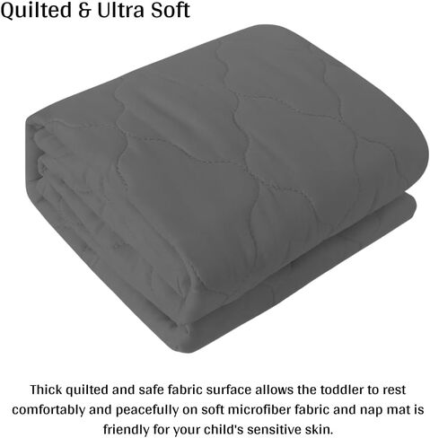 Standard Size Daycare/Pre-Shcool Cot Crib Kids Nap Mat Sheet 22" x 40", Children’s Naptime Cot Sheet Padded Cover, Breathable Nap Mat Cover for Boys and Girls, 1 Piece mat only-Dark Grey in Kuwait