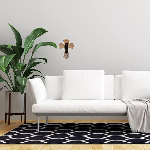 صليب حائط خشبي ملون بالكامل من سانت بنديكت، صورة ملونة لسان بينيتو تتميز بميدالية، ديكورات دينية كاثوليكية للتعليق، 6 انش in Kuwait