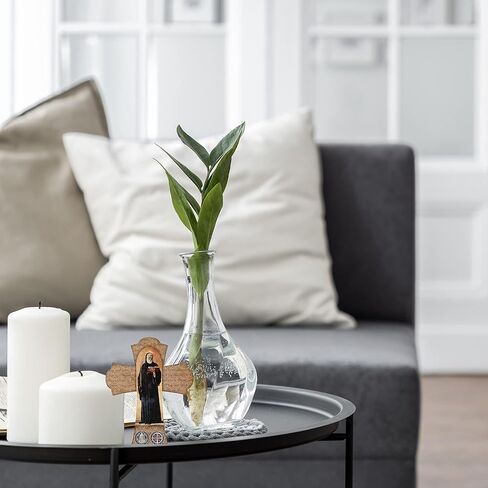 صليب حائط خشبي ملون بالكامل من سانت بنديكت، صورة ملونة لسان بينيتو تتميز بميدالية، ديكورات دينية كاثوليكية للتعليق، 6 انش in Kuwait