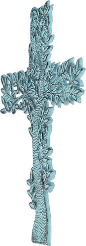 PURESTORY 11 x 8 Inch Tree Decorative Wall Cross Metal Decorations For Home.Religious Metal Hanging Cross Wall Decor.Metal Cross Wall Decor Art for Home - Antique Blue in Saudi Arabia
