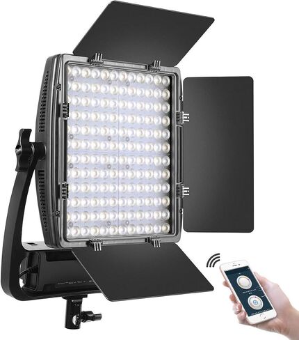 GVM LED Video Light Panel,50W Dimmable Bi-Color Video Lighting Kit with Optical Lens,Adjustable 3200K-5600K CRI/TLCI 97+,APP Phone Control Photography Lighting Panel with Barn Door+Soft Diffuser in Saudi Arabia