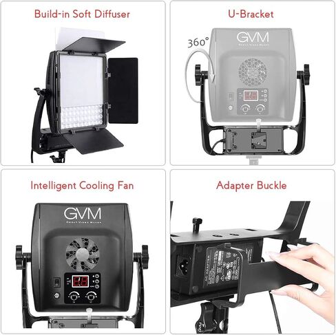 GVM LED Video Light Panel,50W Dimmable Bi-Color Video Lighting Kit with Optical Lens,Adjustable 3200K-5600K CRI/TLCI 97+,APP Phone Control Photography Lighting Panel with Barn Door+Soft Diffuser in Saudi Arabia