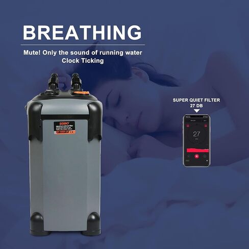 SUNWEN Aquarium External Ultra-Quiet Canister Filter, Fish Tank Water Circulation Filters with Filters Media 171/225/266/317/397 GPH with UV in Kuwait