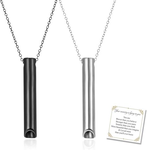 قلادة القلق وتخفيف التوتر، قلادة التنفس الواعي، عناصر تخفيف القلق، التأمل والتنفس العميق، أداة تهدئة القلق الصامت، قلادة صافرة هدايا للنساء والرجال in Kuwait