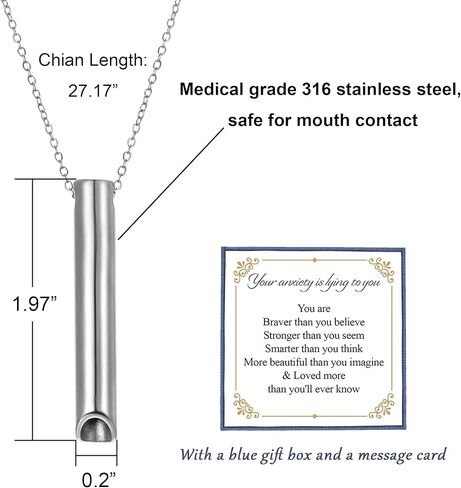 قلادة القلق وتخفيف التوتر، قلادة التنفس الواعي، عناصر تخفيف القلق، التأمل والتنفس العميق، أداة تهدئة القلق الصامت، قلادة صافرة هدايا للنساء والرجال in Kuwait