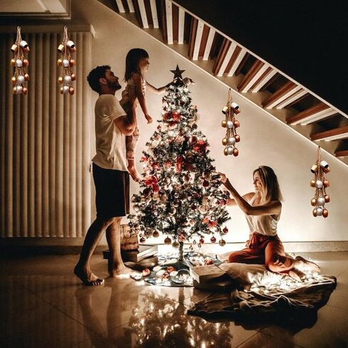 أجراس عيد الميلاد للديكور الحديد المطاوع الرياح الرنين مع أجراس معلقة حبل - أجراس جيرلاند لشجرة عيد الميلاد - ريفي شنقا زخارف معدنية خمر للشجرة والجدار مجموعة من أجراس 3x4 in Kuwait