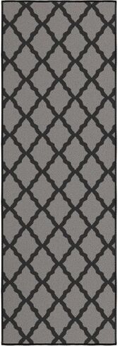 Machine Washable Moroccan Trellis Design Non-Slip Rubberback 2x5 Traditional Indoor Runner Rug for Hallway, Kitchen, Bedroom, Entryway, 20" x 59", Dark Gray in Saudi Arabia