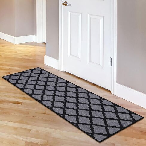 Machine Washable Moroccan Trellis Design Non-Slip Rubberback 2x5 Traditional Indoor Runner Rug for Hallway, Kitchen, Bedroom, Entryway, 20" x 59", Dark Gray in Saudi Arabia
