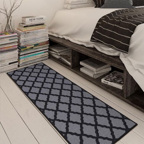 Machine Washable Moroccan Trellis Design Non-Slip Rubberback 2x5 Traditional Indoor Runner Rug for Hallway, Kitchen, Bedroom, Entryway, 20" x 59", Dark Gray in Saudi Arabia