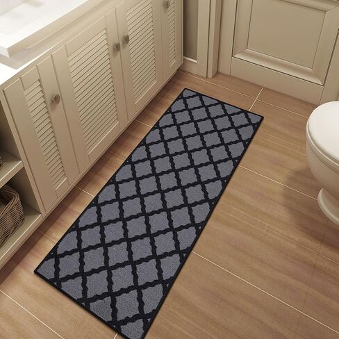 Machine Washable Moroccan Trellis Design Non-Slip Rubberback 2x5 Traditional Indoor Runner Rug for Hallway, Kitchen, Bedroom, Entryway, 20" x 59", Dark Gray in Saudi Arabia