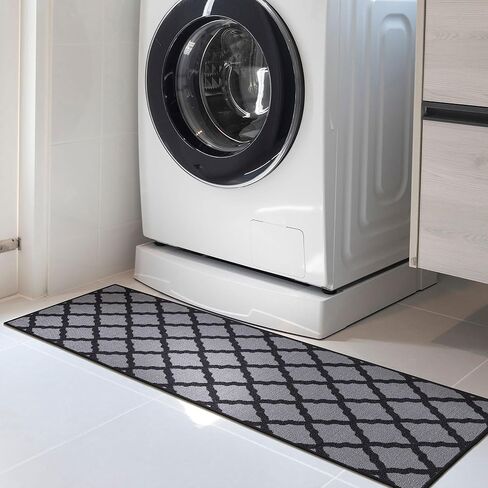 Machine Washable Moroccan Trellis Design Non-Slip Rubberback 2x5 Traditional Indoor Runner Rug for Hallway, Kitchen, Bedroom, Entryway, 20" x 59", Dark Gray in Saudi Arabia