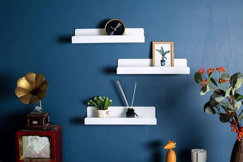 IEEK 15 Inch White Floating Wall Shelf,Modern Picture Display Ledge and Wall Book Shelves for Kids Room,Wall Storage Rack for Bedroom/Living Room/Office,Set of 2 in Saudi Arabia