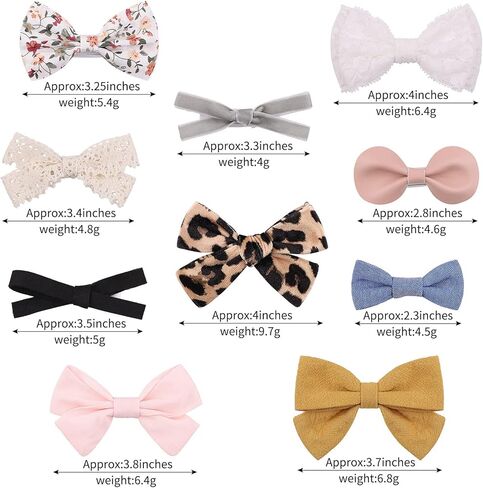 10 قطع من مشابك شعر الفتيات الصغيرات، فيونكات من الدانتيل، مشبك ذيل حصان، إكسسوارات شعر مصنوعة يدويًا للأطفال حديثي الولادة والأطفال الصغار in Kuwait