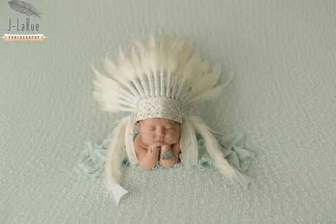 The World of Feathers K20 قبعة أطفال على الطراز الهندي حديثي الولادة من 0 إلى 9 أشهر، قبعة هندية، غطاء رأس من الريش in Kuwait