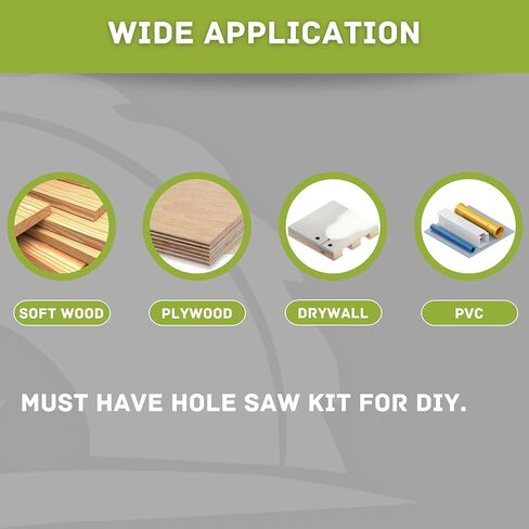 SAWSAVVY Hole Saw Kit for Wood, 6PCS Hole Saw Set with Arbor and Hex Key, Hole Saw for Wood Plywood PVC, 1-1/4" to 2-1/8" Hole Saw (32-54mm) in Kuwait