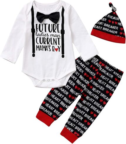عيد ميلاد القرش بيبي بوي عيد الحب الزي الصبي أول عيد الحب ملابس الرضع القلب الكسارة الزي in Kuwait