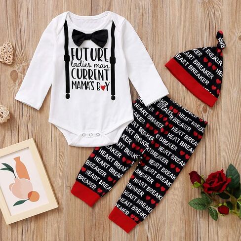 عيد ميلاد القرش بيبي بوي عيد الحب الزي الصبي أول عيد الحب ملابس الرضع القلب الكسارة الزي in Kuwait