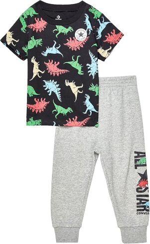 Converse Baby Boy's Dino Short Sleeve Tee + French Terry Joggers Set (Infant) in Saudi Arabia