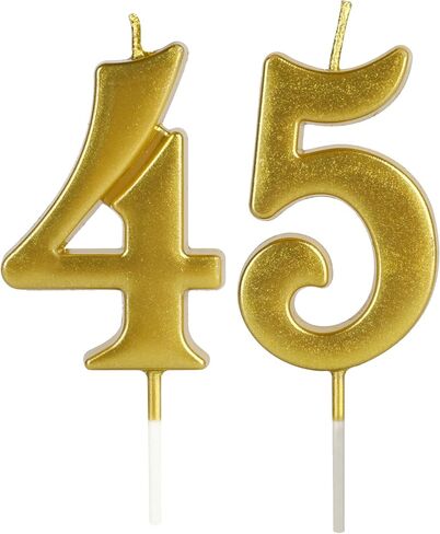 شموع عيد الميلاد الذهبية رقم 45 و54 لتزيين الكيك، رقم 45 54 شمعة فاخرة لامعة لتزيين حفلات الذكرى السنوية للأطفال والنساء والرجال in Kuwait