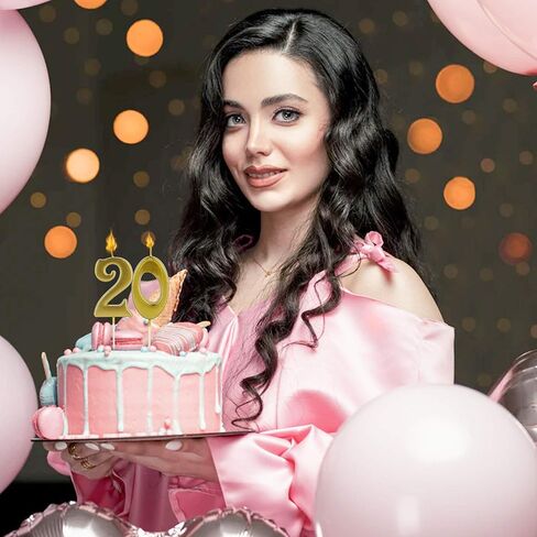 55th Birthday Candles for Cake Topper, Number 55 5 Glitter Premium Candle Party Anniversary Celebration Decoration for Kids Women or Men, Gold in Kuwait