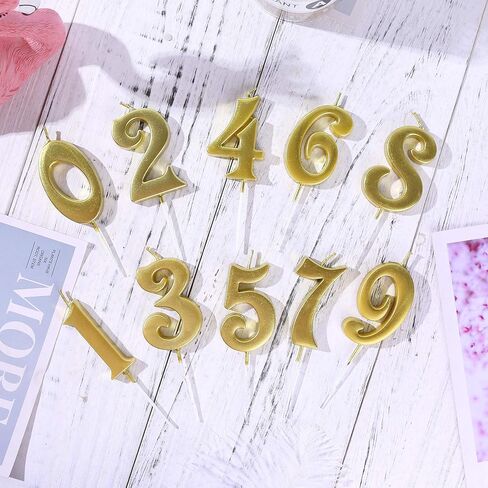 55th Birthday Candles for Cake Topper, Number 55 5 Glitter Premium Candle Party Anniversary Celebration Decoration for Kids Women or Men, Gold in Kuwait