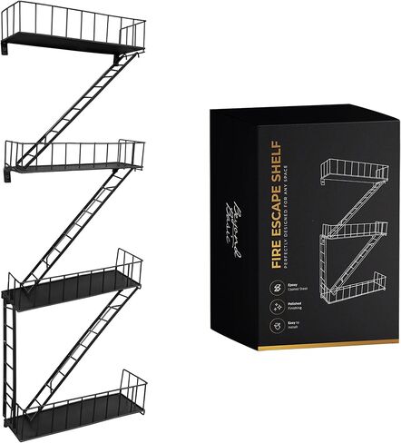 Beyond Basic Fire Escape Shelf - Versatile New York Inspired Modern Floating Hanging Wall Shelves Make a Great Action Figure or Planter Prepare to Receive Compliments for This Shelf in Saudi Arabia