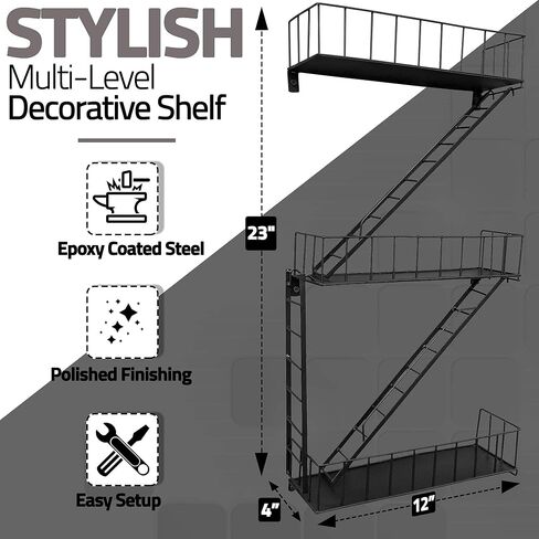 Beyond Basic Fire Escape Shelf - Versatile New York Inspired Modern Floating Hanging Wall Shelves Make a Great Action Figure or Planter Prepare to Receive Compliments for This Shelf in Saudi Arabia