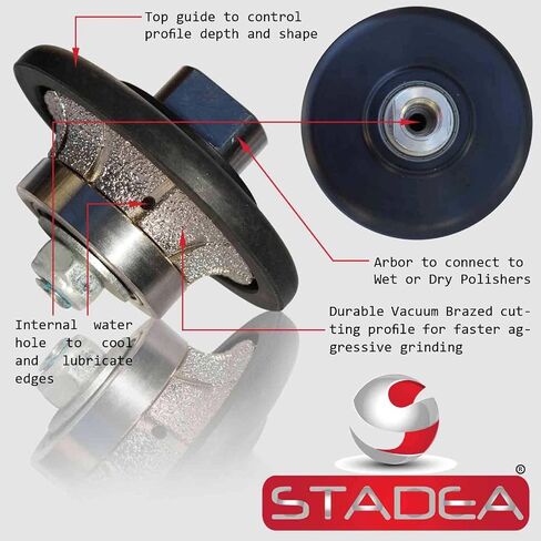 Diamond Profile Wheel 3/8 inch Radius - Demi Half Bullnose B10 Router Bit for Marble Stone Granite Edges by STADEA in Saudi Arabia