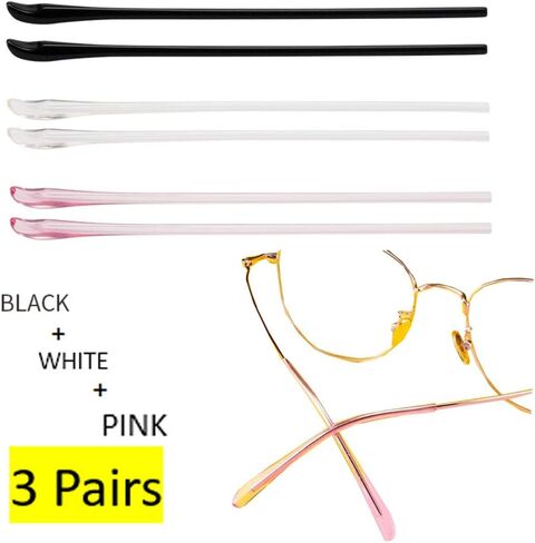 2 Pairs TR Material Eyeglasses Replacement Accessories Ear Anti-Slip Holder Long Temple Tips Ear Pads Tube Eyewear Retainers Replacement Tips for Thin Metal Eyeglass Legs (Black) in Saudi Arabia