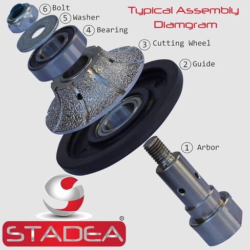 Diamond Profile Wheel 3/8 inch Radius - Demi Half Bullnose B10 Router Bit for Marble Stone Granite Edges by STADEA in Saudi Arabia