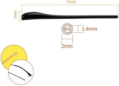 2 Pairs TR Material Eyeglasses Replacement Accessories Ear Anti-Slip Holder Long Temple Tips Ear Pads Tube Eyewear Retainers Replacement Tips for Thin Metal Eyeglass Legs (Black) in Saudi Arabia