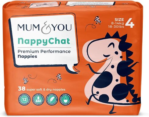 Mum & You Nappychat Premium Performance Eco Diapers, Size 3 (42 Diapers) Smart Tube Technology. Leak Protection. 100% Recyclable. Hypoallergenic, Dermatologically-Tested. No Lotion, Perfume or Dyes. in Kuwait