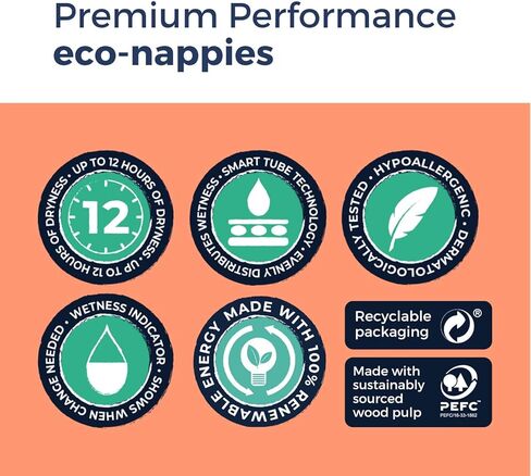 Mum & You Nappychat Premium Performance Eco Diapers, Size 3 (42 Diapers) Smart Tube Technology. Leak Protection. 100% Recyclable. Hypoallergenic, Dermatologically-Tested. No Lotion, Perfume or Dyes. in Kuwait
