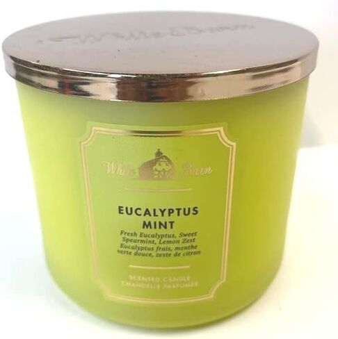 Bath and Body Works, White Barn 3-Wick Candle w/Essential Oils - 14.5 oz - 2021 Core Scents! (Eucalyptus Mint) in Saudi Arabia