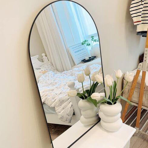 مرآة مثبتة على الحائط من ITSRG، مرآة حمام للجدار، مرآة قوس للحمام، مرآة للحمام مثبتة على الحائط، مرآة زينة سوداء مع إطار معدني لمدخل غرفة النوم وغرفة المعيشة (24 بوصة × 36 بوصة) in Kuwait