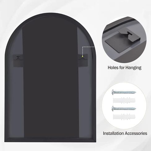مرآة مثبتة على الحائط من ITSRG، مرآة حمام للجدار، مرآة قوس للحمام، مرآة للحمام مثبتة على الحائط، مرآة زينة سوداء مع إطار معدني لمدخل غرفة النوم وغرفة المعيشة (24 بوصة × 36 بوصة) in Kuwait
