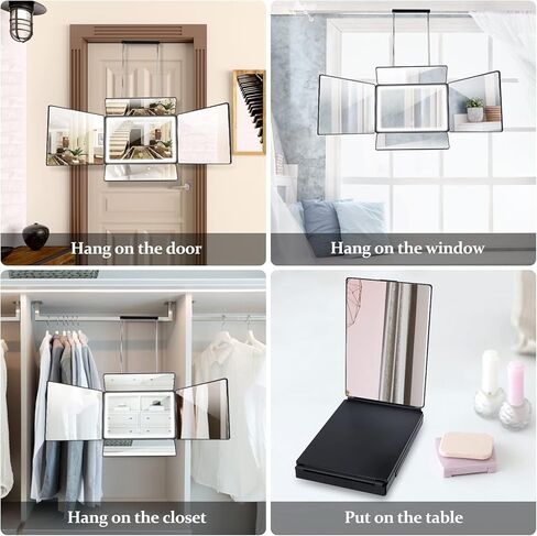 مرآة بخمسة اتجاهات لقص الشعر الذاتي، مرآة 360 درجة للتضفير، 5 مرايا حلاقة جانبية مع إضاءة، مرآة مكياج مع خطافات تصغير قابلة للتعديل، أداة قص الشعر DIY هي هدايا جيدة للرجال والنساء in Kuwait