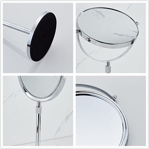 Tabletop Makeup Mirror 8 Inch Double-Sided 7X Magnification, Tabletop Mirror with Pedestal for Shaving, Height Adjustable Black Finish (8 Inch, 7X) (Black W Light) in Saudi Arabia
